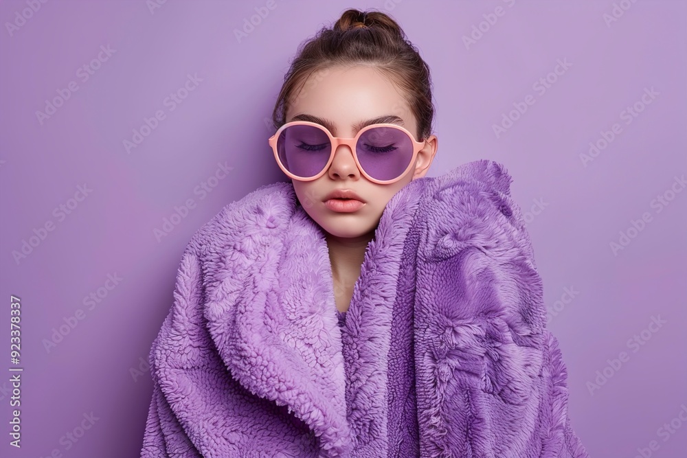 A Pretty young woman with blanket and sleeping mask A Pretty young woman with blanket and sleeping mask