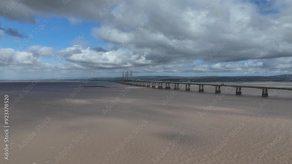 River Severn bridge , M4 Prince of Wales Bridge UK drone,aerial muddy water of river Severn River Severn bridge , M4 Prince of Wales Bridge UK drone,aerial muddy water of river Severn
