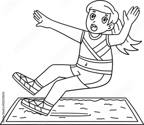Track and Field Female Landing on Sandpit Isolated