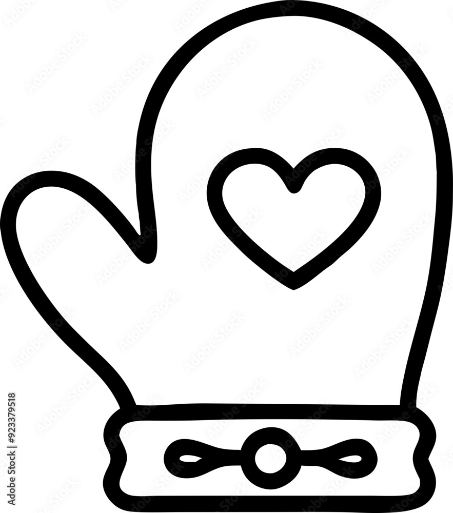 cozy autumn mittens with heart design - warm winter handwear illustration cozy autumn mittens with heart design - warm winter handwear illustration