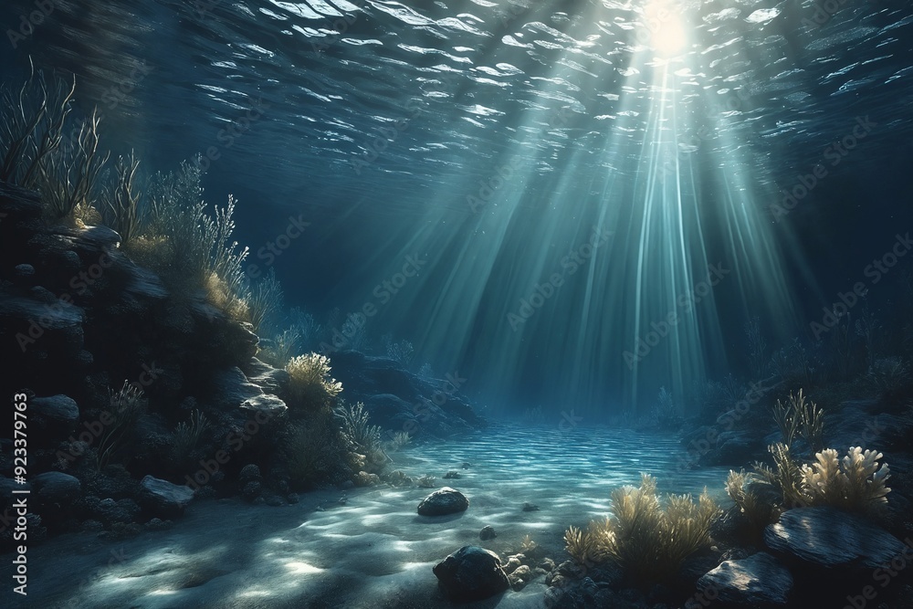 Obraz premium Underwater Light Rays on Coral Reef