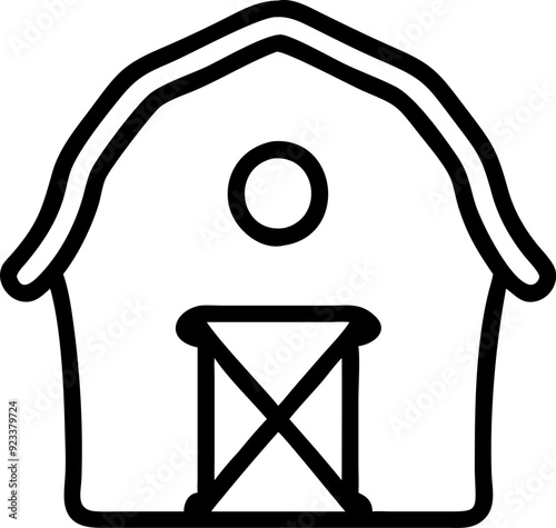 rustic autumn barn icon - simple farmhouse building illustration for fall harvest designs.