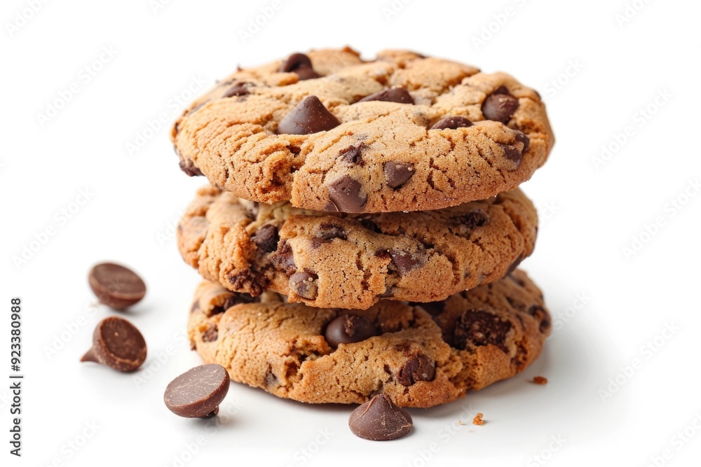 Cookie Bakery. Delicious Chocolate Chip Cookies Stack with Sweet Chocolate Snack Cookie Bakery. Delicious Chocolate Chip Cookies Stack with Sweet Chocolate Snack