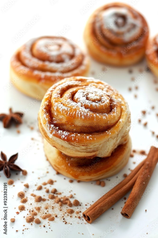 A Taste homemade cinnamon runs on white background A Taste homemade cinnamon runs on white background