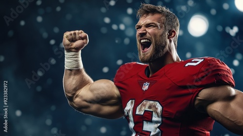 American Football Player Celebrating Victory