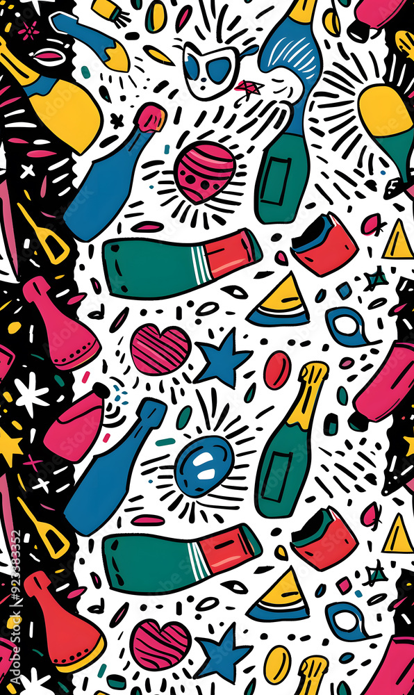 New Year and Christmas 2d cartoon or graphic advertising background, Seamless pattern New Year and Christmas 2d cartoon or graphic advertising background, Seamless pattern