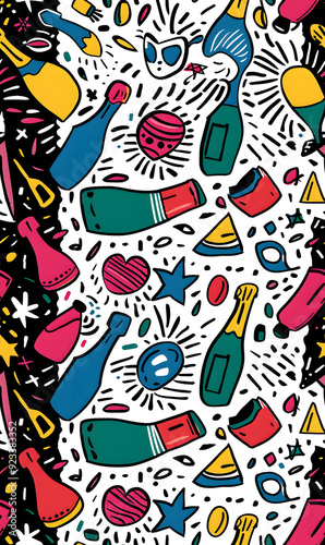 New Year and Christmas 2d cartoon or graphic advertising background, Seamless pattern