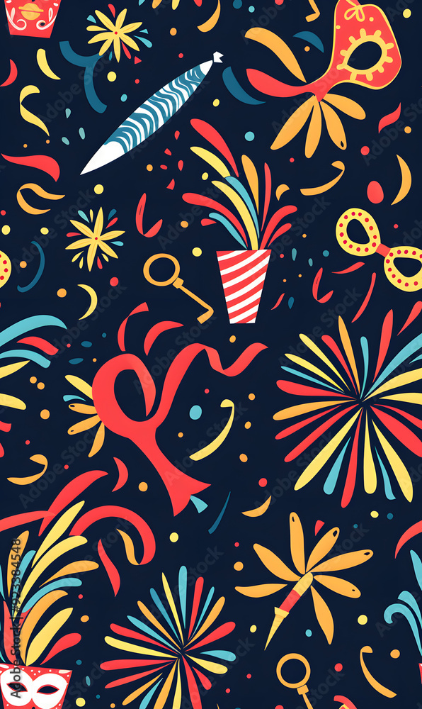 New Year and Christmas 2d cartoon or graphic advertising background, Seamless pattern