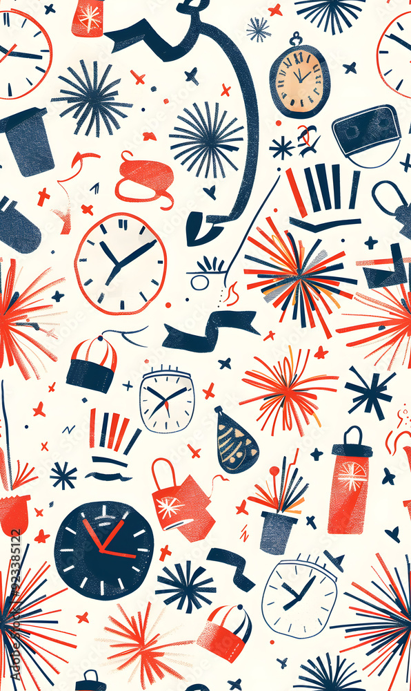 New Year and Christmas 2d cartoon or graphic advertising background, Seamless pattern New Year and Christmas 2d cartoon or graphic advertising background, Seamless pattern