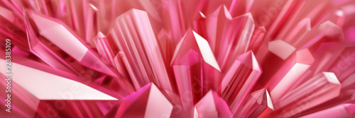Abstract background in pink colors with large crystals with highlights on the facets and refracting of light