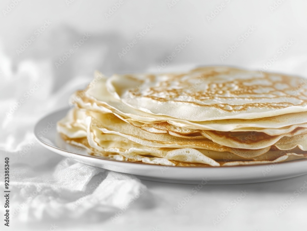 Stack of Golden Pancakes on Plate Stack of Golden Pancakes on Plate