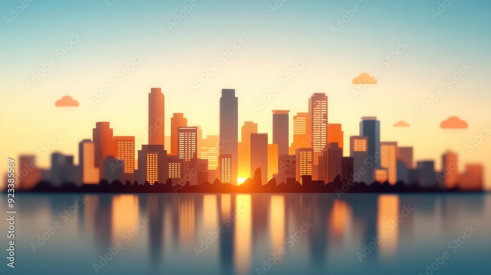 A serene sunset creates a beautiful reflection of a modern city's skyscrapers in the calm waters below, capturing tranquility amidst urban landscapes. A serene sunset creates a beautiful reflection of a modern city's skyscrapers in the calm waters below, capturing tranquility amidst urban landscapes.