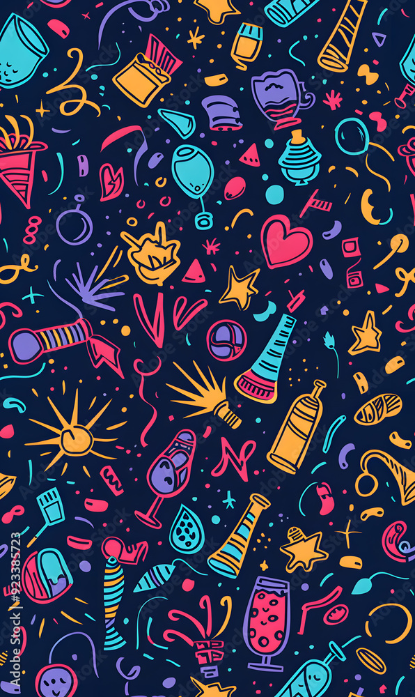 New Year and Christmas 2d cartoon or graphic advertising background, Seamless pattern New Year and Christmas 2d cartoon or graphic advertising background, Seamless pattern
