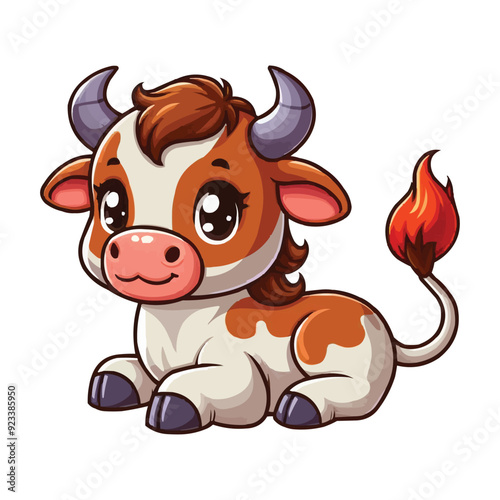 cartoon Cute baby bull colorful vector