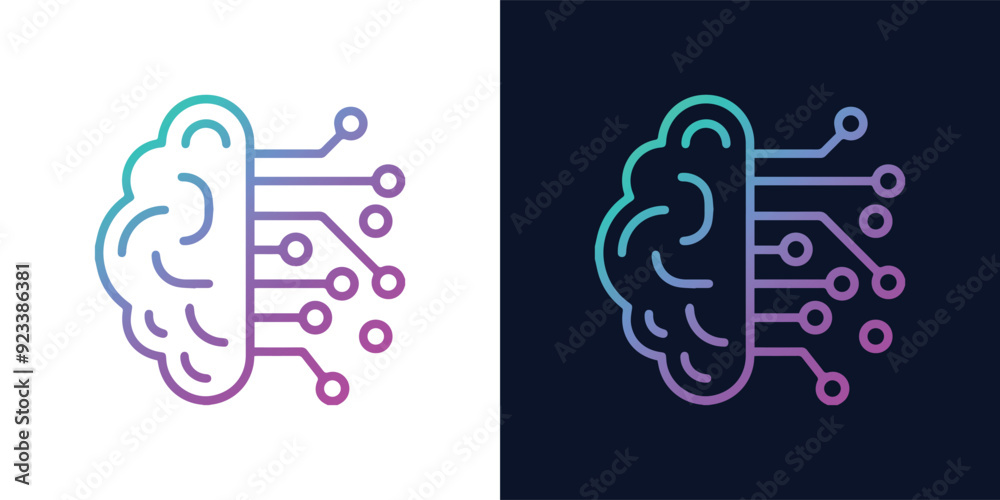Artificial Intelligence AI Chip in Human Brain. Artificial Intelligence icon with Machine learning, digital skills, generative AI, AI technology, algorithm, virtual intelligence and future Artificial Intelligence AI Chip in Human Brain. Artificial Intelligence icon with Machine learning, digital skills, generative AI, AI technology, algorithm, virtual intelligence and future