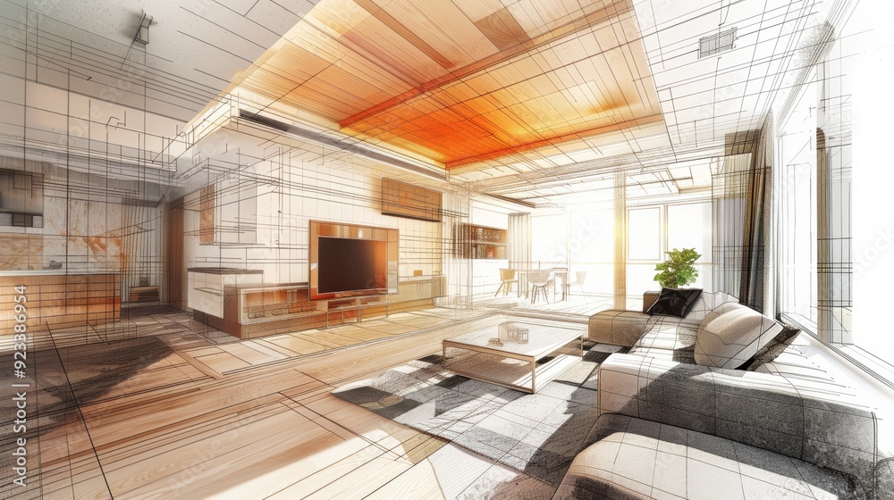 Fototapeta premium House design diagram, room design, engineering, professional work