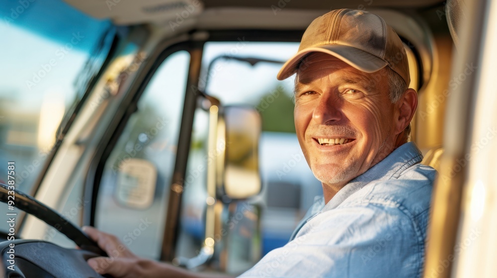 The smiling truck driver. The smiling truck driver.