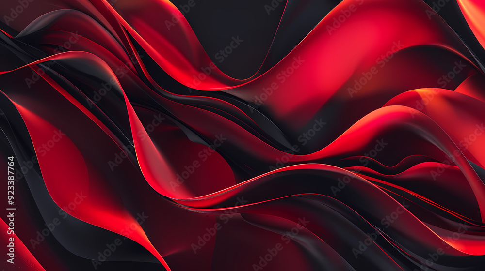 Obraz premium Abstract background with red curves and black