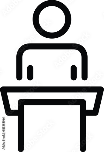 Business icon. Rostrum icon. Person at rostrum sign. Speaker icon.