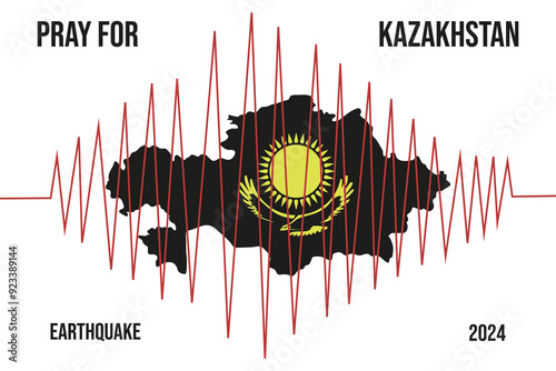 Earthquake Kazakhstan horizontal banner minimal template design. Simple flat style Earthquake concept. Vector illustration can used design web poster, banner, bulletin. EPS 10