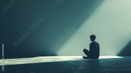 Dark-themed portrait of a person in deep thought depicted against a minimalistic background The scene conveys a somber mood and a sense of emotional weight The person appears lost in contemplation