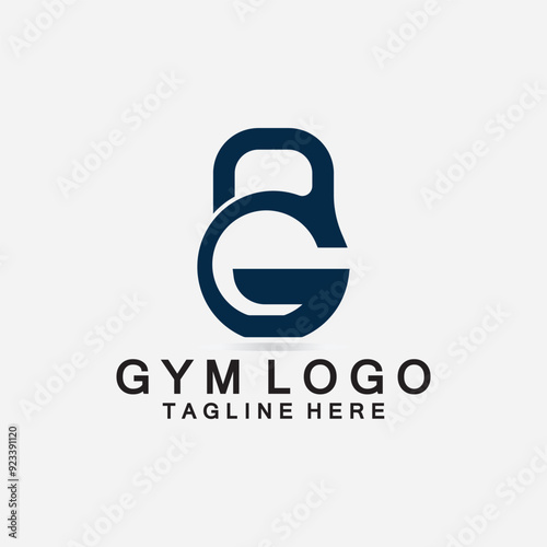 Creative design letter G Combination with kettlebell for Fitness GYM Logo.