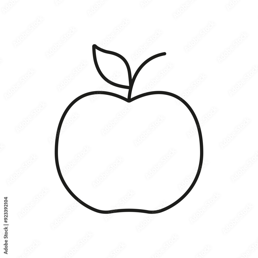 Apple Line Icon With Leaf, Healthy Food Choices And Organic Nutrition. Fresh Fruit Diet And Wellness Outline Icon. Isolated Vector Illustration Apple Line Icon With Leaf, Healthy Food Choices And Organic Nutrition. Fresh Fruit Diet And Wellness Outline Icon. Isolated Vector Illustration