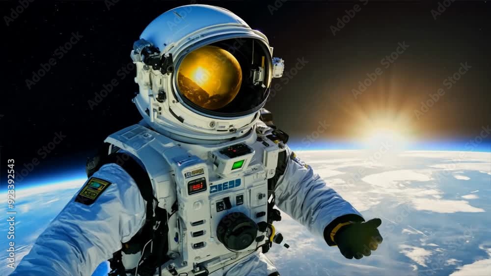 Astronaut during spacewalk in Space with earth in Background Astronaut during spacewalk in Space with earth in Background