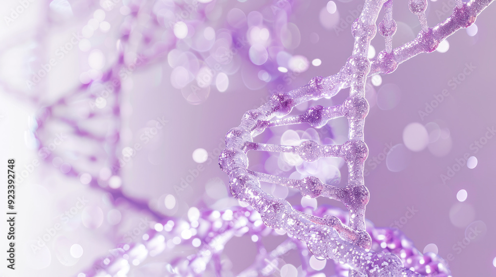 DNA helix on light lilac background. Genetics, ECO promotion. helix gene cell. Gene dna molecule helix spiral on purple backdrop. medical science, genetic biotechnology, chemistry biology. Copy space DNA helix on light lilac background. Genetics, ECO promotion. helix gene cell. Gene dna molecule helix spiral on purple backdrop. medical science, genetic biotechnology, chemistry biology. Copy space