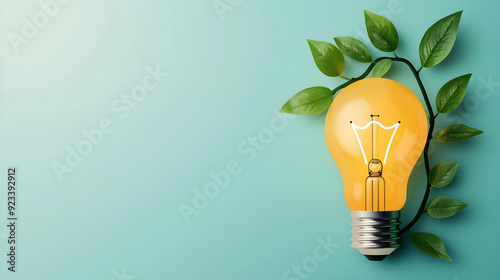 Light bulb with vines, organic growth of ideas, flat design illustration