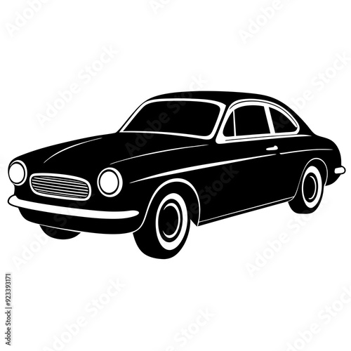 Classic car on a white background silhouette vector illustration