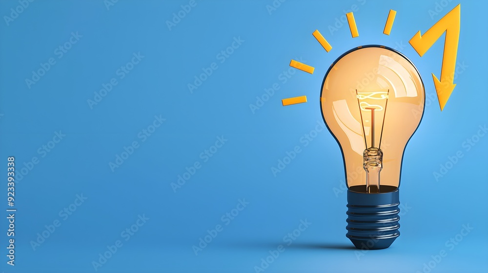 Bright idea with upward arrow, representing insight and growth, flat design illustration Bright idea with upward arrow, representing insight and growth, flat design illustration