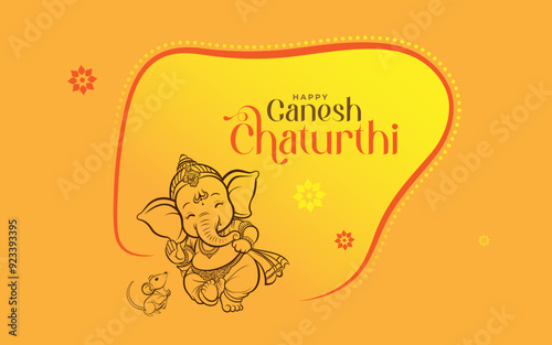 Happy Ganesh Chaturthi Festival Template Design with Lord Ganesha Illustration