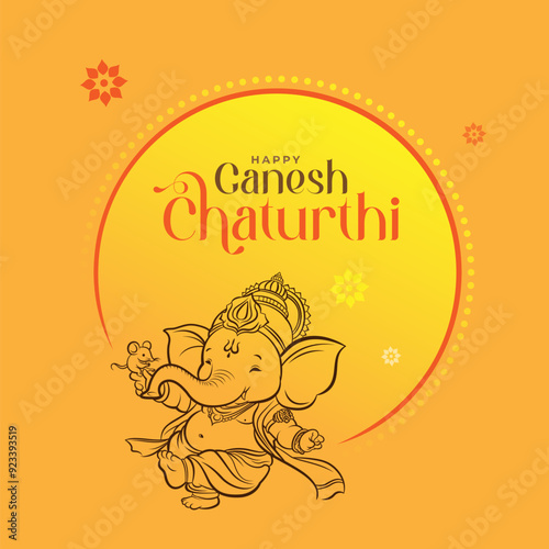 Happy Ganesh Chaturthi Festival Template Design with Lord Ganesha Illustration