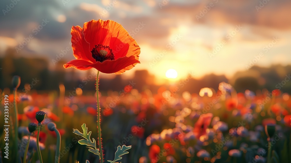 Obraz premium A red flower of the poppy in the field