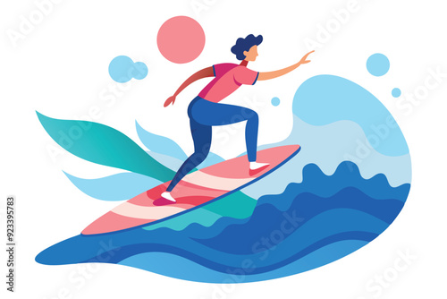 surfing on the waves