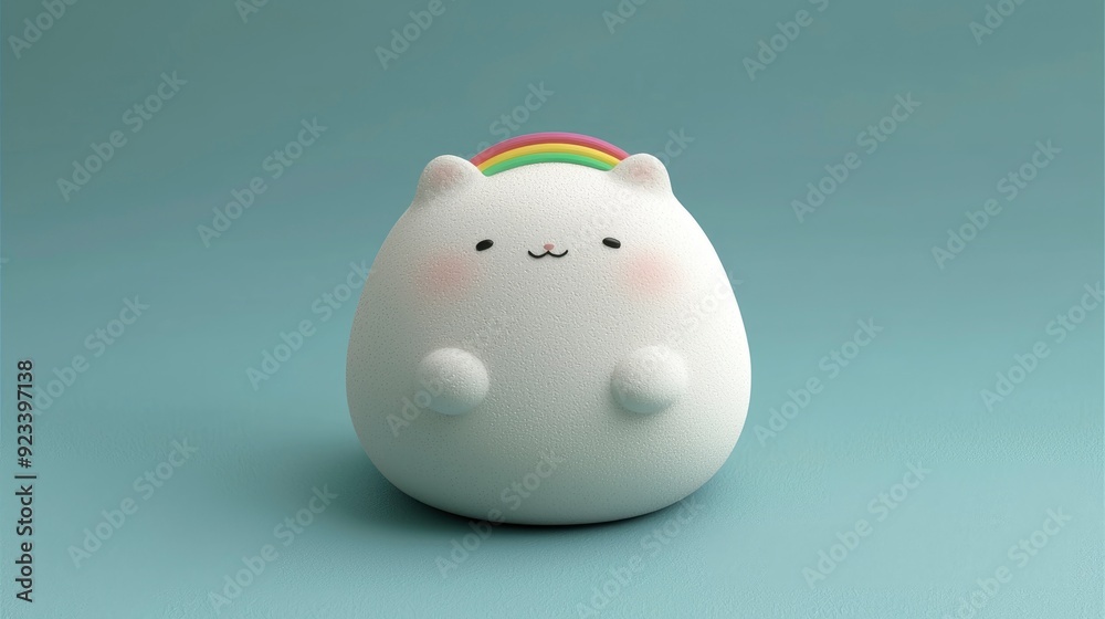 Cute White Plush Toy with Rainbow on Head Cute White Plush Toy with Rainbow on Head