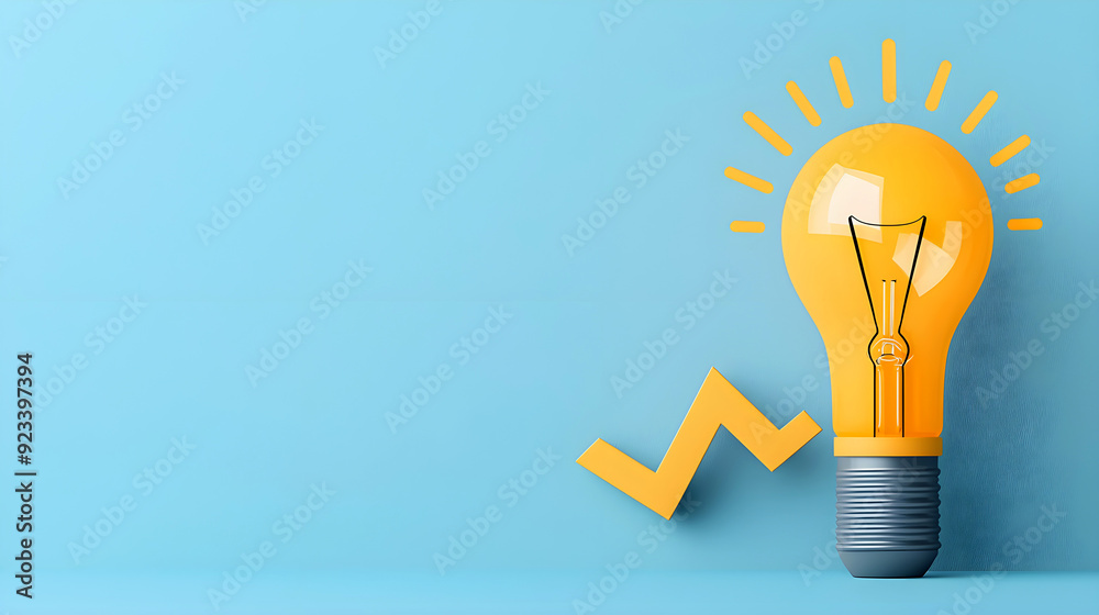 Bright idea with upward arrow, representing insight and growth, flat design illustration Bright idea with upward arrow, representing insight and growth, flat design illustration