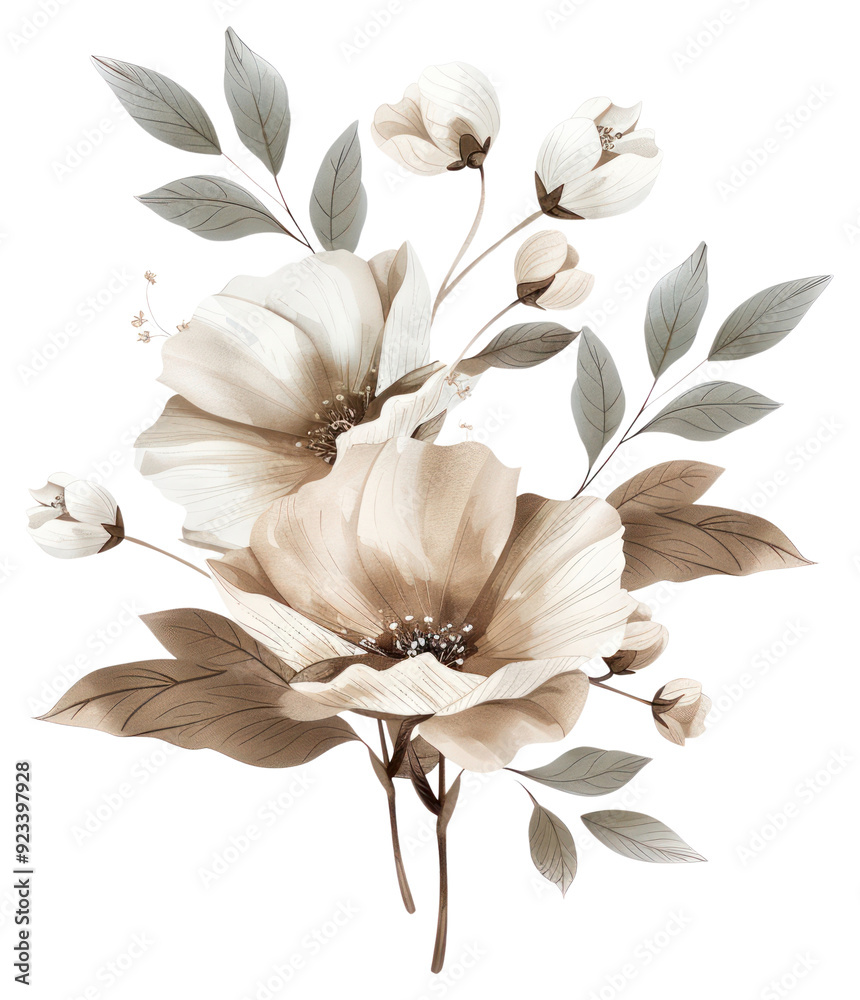 Obraz premium PNG Flowers bouquet art illustrated graphics.