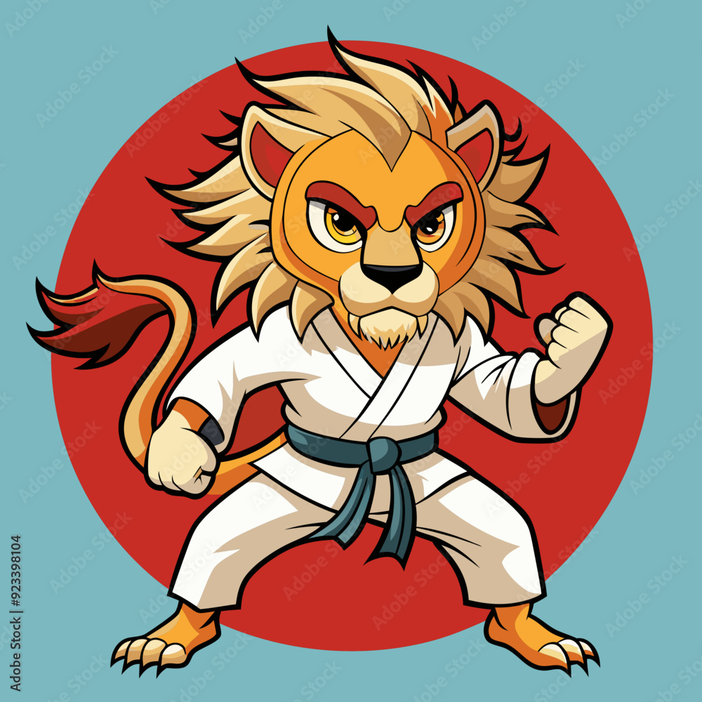 Fototapeta premium lion karate kimono judo taekwondo vector sport mascot