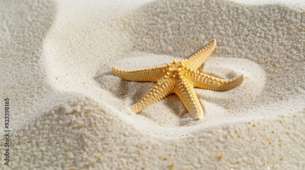 A delicate starfish rests on rippled sand, showcasing the simplicity and beauty of marine life immersed in a natural habitat. A delicate starfish rests on rippled sand, showcasing the simplicity and beauty of marine life immersed in a natural habitat.