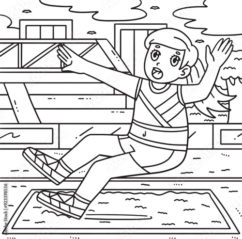 Track and Field Female Landing on Sandpit Coloring