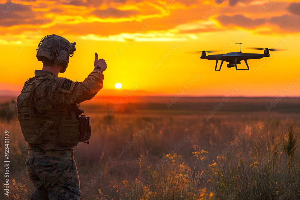 Soldier gives thumbs up to drone in action Soldier gives thumbs up to drone in action