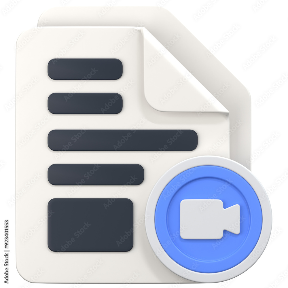 White File with video recorder sign 3D Icon Illustration. Low Poly Style White File with video recorder sign 3D Icon Illustration. Low Poly Style