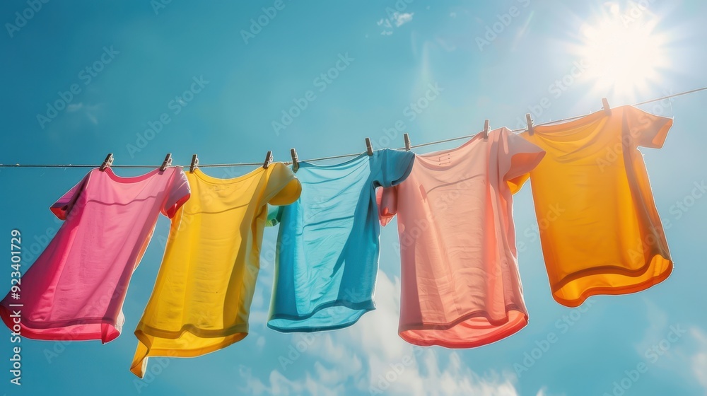 The colorful shirts in sunlight