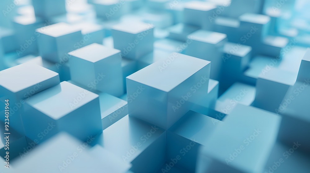 3D cube shapes with light blue background 3D cube shapes with light blue background