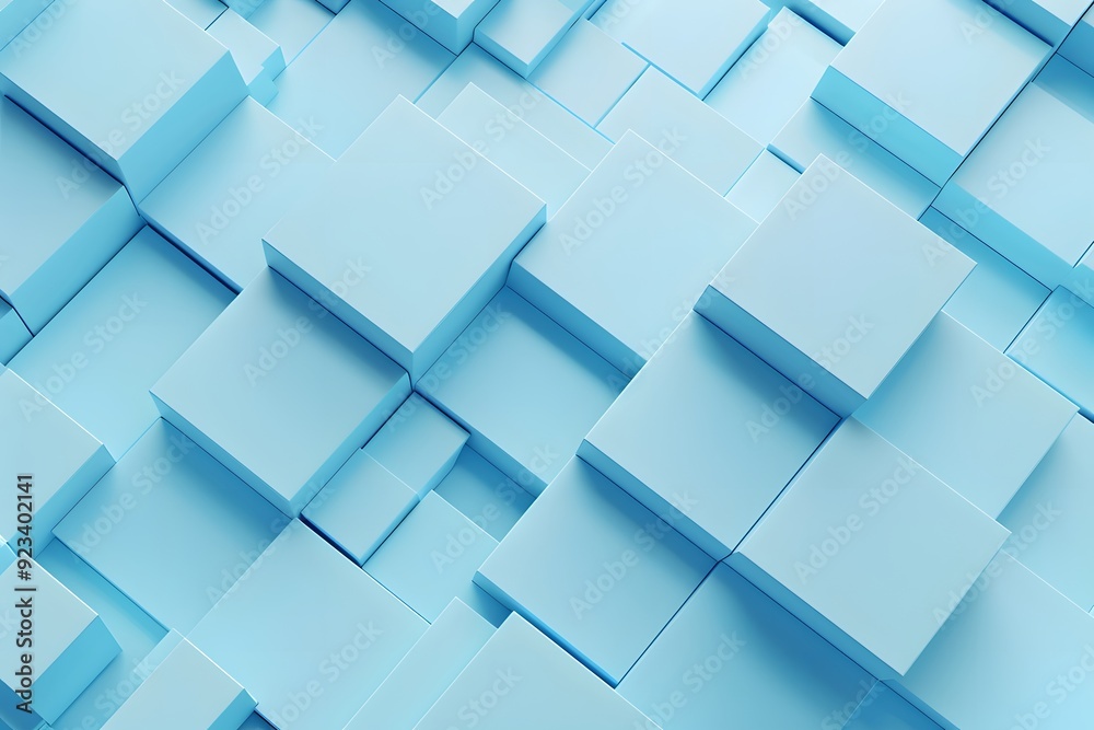 3D cube shapes with light blue background 3D cube shapes with light blue background