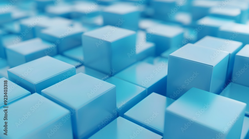 3D cube shapes with light blue background 3D cube shapes with light blue background