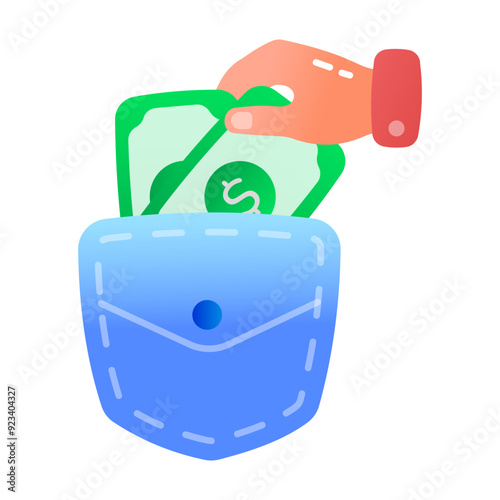 Pocket money icon designed in flat style 