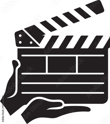 movie clapper vector silhouette illustration logo art